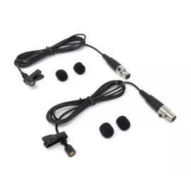 J&P 2 x Lavalier Microphones w/ 4 pin XLR Connector for Shure Wireless Transmitters