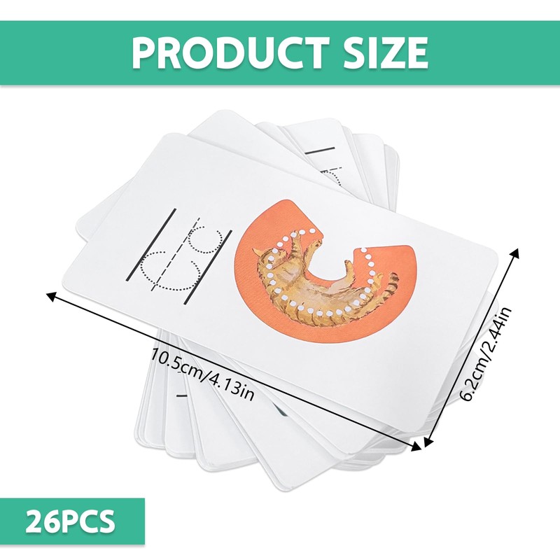 Lit Letters Flash Cards - Embedded Pictograph Mnemonics - 26Pcs