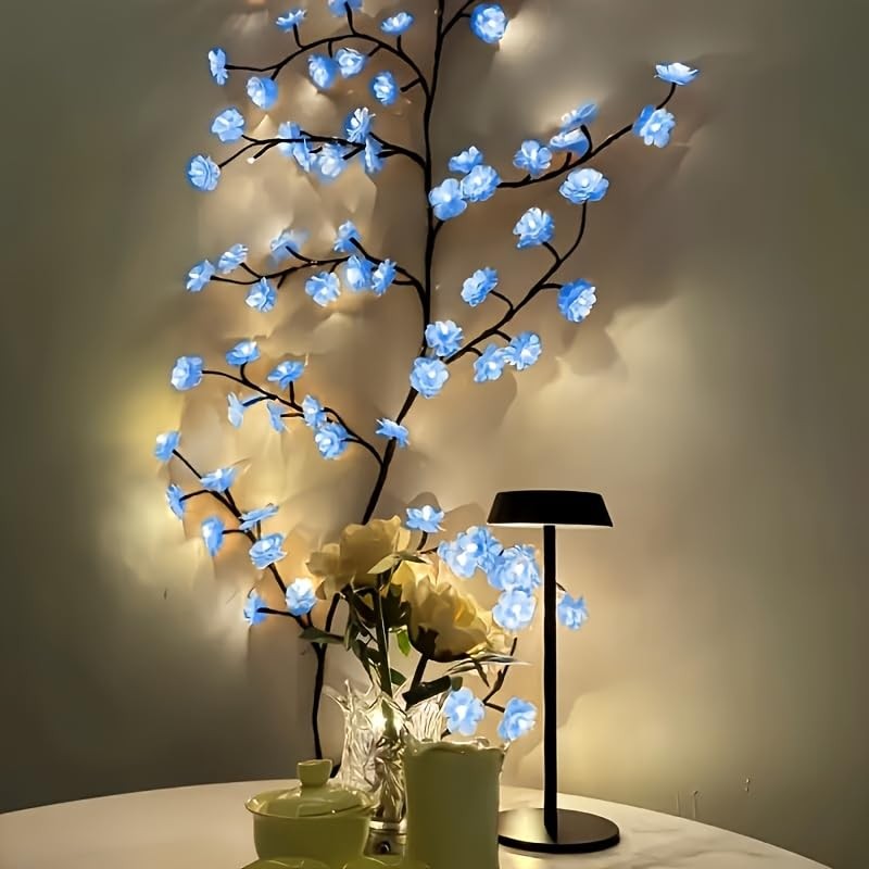 Blue Cherry Blossom LED Lights for Bedroom Decor, BomKra Cherry
