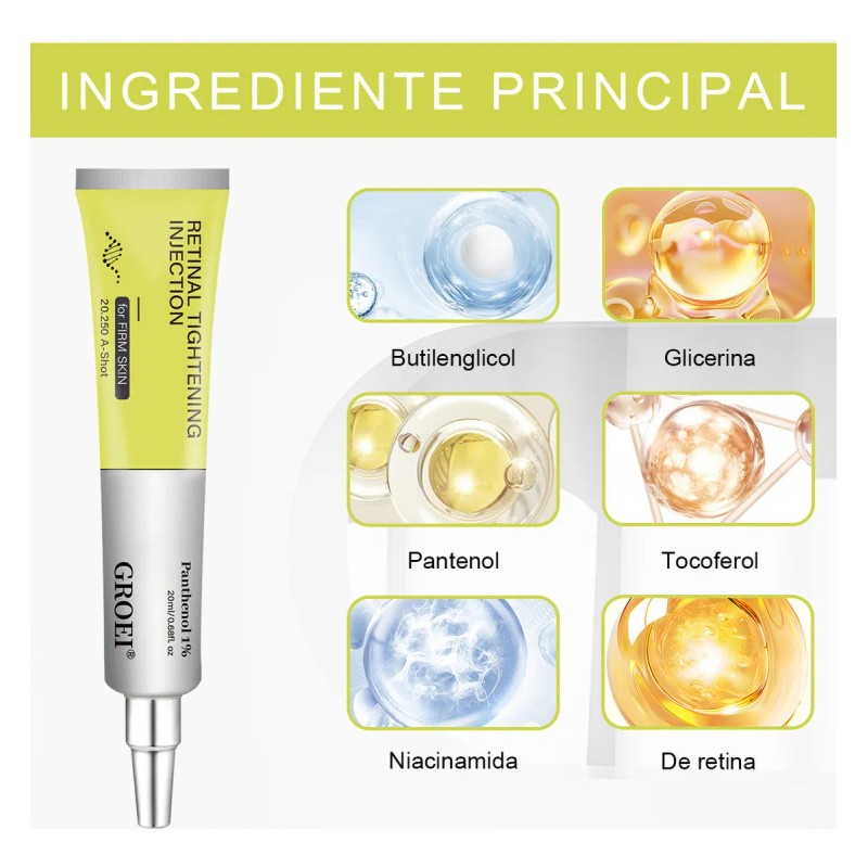 Crema Nocturna Antiarrugas Groei Retinol Contorno Ojos Rejuvenecedor 20ml Pack