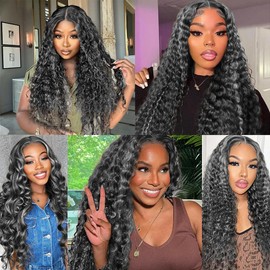 26 28 30 Inch Grey Bundles P1Bgray Highlight Deep Wave Human Hair Bundle Two Tone Black And Foxy Silver Bundle Fridnae Hair #1Bgrey Ombre Deep Curly Bundles