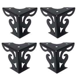 T Tulead Furniture Feet Hollow Out Modern Cabinet Legs Sofa Feet Table Legs Iron Couch Feet Black Cupboard Feet Dresser Legs 3" Height Wardrobe Feet Pack of 4 with Mounting Screws