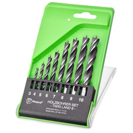 Pinava® Wood Drill Bit Set 3 mm - 10 mm [Centred & Sharp] - Drill Set Wood for Exact Drill Holes, Spiral Drill Bit Soft & Hardwood - Drill Set for Cordless Screwdrivers & Drill Stands, DIY etc.