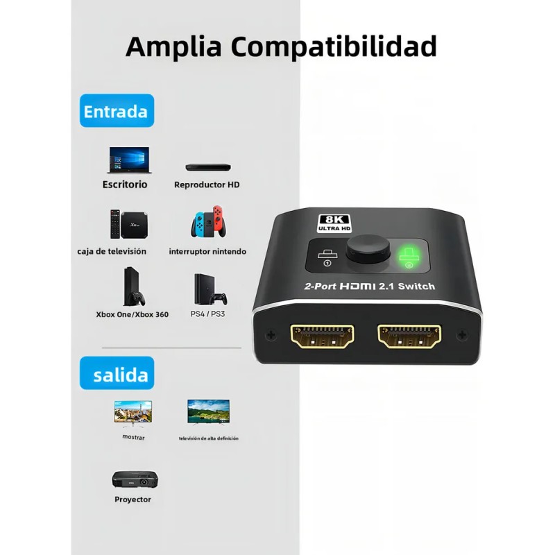 Qzgyoool Switch Splitter Hdmi Bidireccional Calidad De Imagen 4k Dehuka,Adaptador