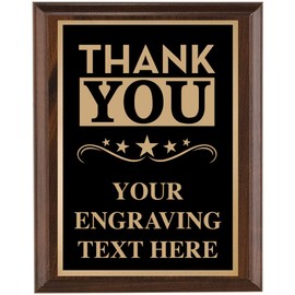 Crown Awards Corporate Employee Recognition Plaques - 7 x 9 Thank You Classic Black Etched Recognition Trophy Plaque Award Prime