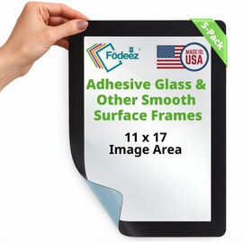 Fodeez 11x17 Self Adhesive Peel & Stick Document Holder for Smooth Surfaces - Reusable Protector & Holder for Sign, Paper, Flyer & Poster, Dry Erase, Non Magnetic & Non Acryclic - Black, Pack of 5
