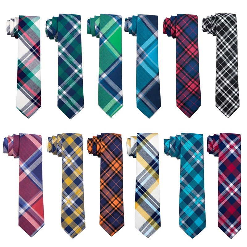 DonDon Men's Narrow Cotton Necktie Tie 2.36 inch 6 cm