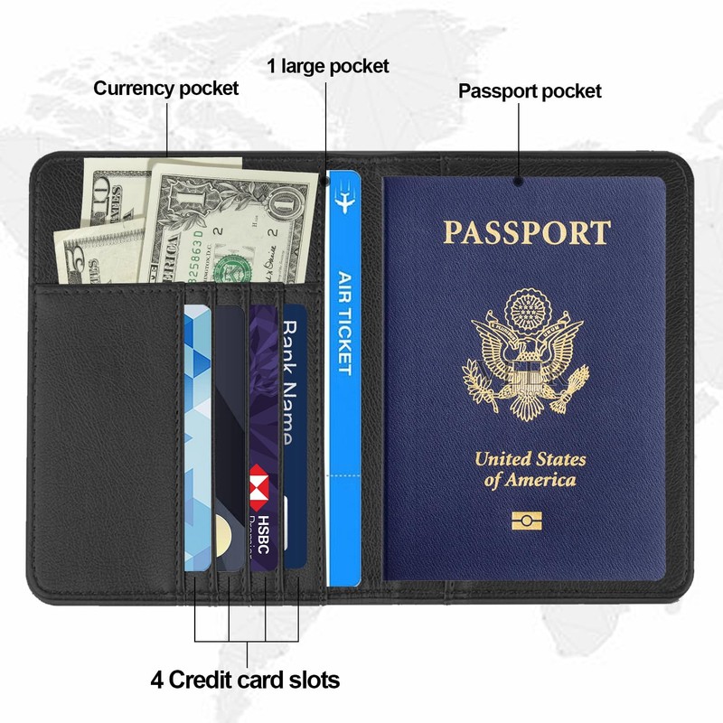 2 Pack Passport Holder Travel Cover Case, T Tersely Leather