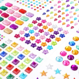 AOMIG Gems Stickers for Kids Crafts, 1908+ PCS Self Adhesive Jewel Stickers, 16 Sheets Small Rhinestone Stickers, Multicolored Decorative Diamond Stickers Craft Supplies for Kids, Nail, Makeup, DIY