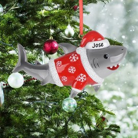 Personalize Shark Christmas Ornament 2024, Ocean Animal Christmas Decorations, Shark Christmas Tree Ornament, Shark Ornaments for Ocean Love, Keepsake Gift for Shark Lover Kids Teens Friends