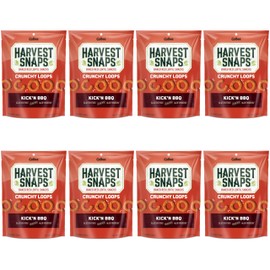 Harvest Snaps Veggie Chips (Kick'N BBQ Crunchy Loops) | Powered by Plant Protein, Gluten Free, Non-GMO Baked Vegetable Crisps | Made in USA (8 Snack Packs)