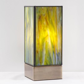 Tiffany Lamp Touch Control Small Table Lamp Yellow Green Stained Glass Desk Lamp 4x4x10 Inches Reading Light