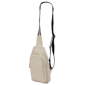 SH Leder Anita G545 Women's Genuine Leather Unisex Chest Bag for Festival Travel Medium Waist Bag Crossbody Bag Women Leather Bag 16 x 29 cm, beige