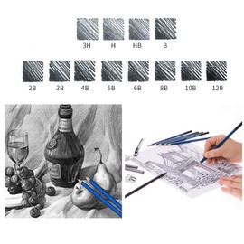 Hilitand 50 Pcs Drawing Pencils Artist Drawing Set Professional Charcoal Set