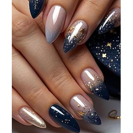 24Pcs Short Press on Nails with DIY Tool – Nude Blue Sky French Tip Fake Nails for Women, Reusable Full Cover Stick-On, Eco-Friendly ABS