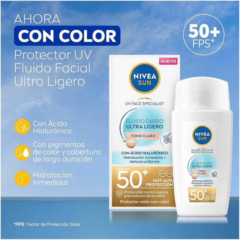 Protector Solar Facial NIVEA SUN Fluido Diario Tono Claro +