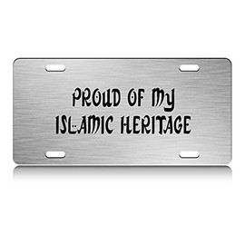 Press Fans - Proud of My Islamic Heritage Muslim Islamic S.Steel Car SUV Truck License Plate Decorative Tag Chrome-D#z28