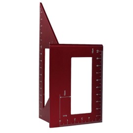 Woodworking Square Protractor, 3D Multi Angle Measuring Ruler, 45/90 Degree Aluminum Miter Triangle Ruler Scriber, High Precision Layout Multipurpose Measuring Tool for Engineer Carpenter, Red