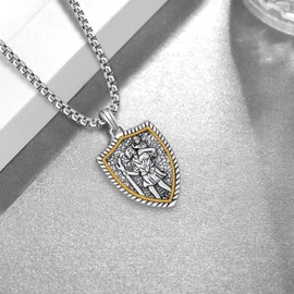 St Christopher Necklace Mens 925 Sterling Silver St Christopher Medal St Christopher Religious Jewelry Gifts for Men Father