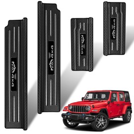 DWKJMYCP 4PCS Door Sill Guards Protector for Jeep Wrangler JL JLU 2018-2024 & Gladiator JT 2020-2024 Stainless Steel Accessories Front and Rear Door Car Pedal Entry Guard Edge Trim, Carbon Fiber