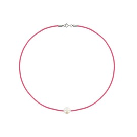 LES POULETTES BIJOUX - White Pearl Necklace 8-9 mm - Colours - Fuchsia