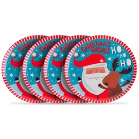 BWG Christmas Santa Reindeer 4 Piece Melamine Plastic Snack Side Plate