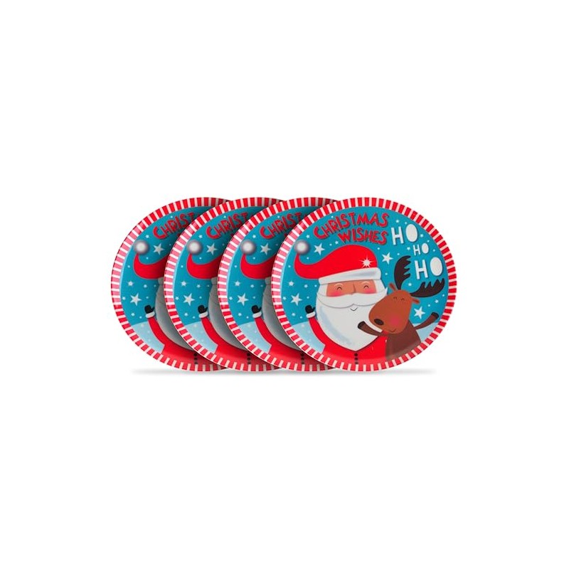 BWG Christmas Santa Reindeer 4 Piece Melamine Plastic Snack Side