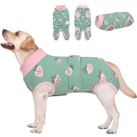 AOFITEE Dog Bodysuit After Op, Dog Bodysuit After Surgery , Cosy Surgical Body Dog, Dog Bodysuit After Castration Male, Leak Protection Dog with Pee Hole for Abdominal Wounds, Strawberry XL