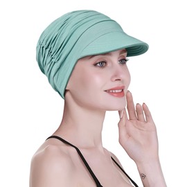 FocusCare Bamboo Baseball Cap for Chemotherapy Women Easy Wear Head Cover for Patients Hair Loss Classic Cotton Cap Medical Gifts Green