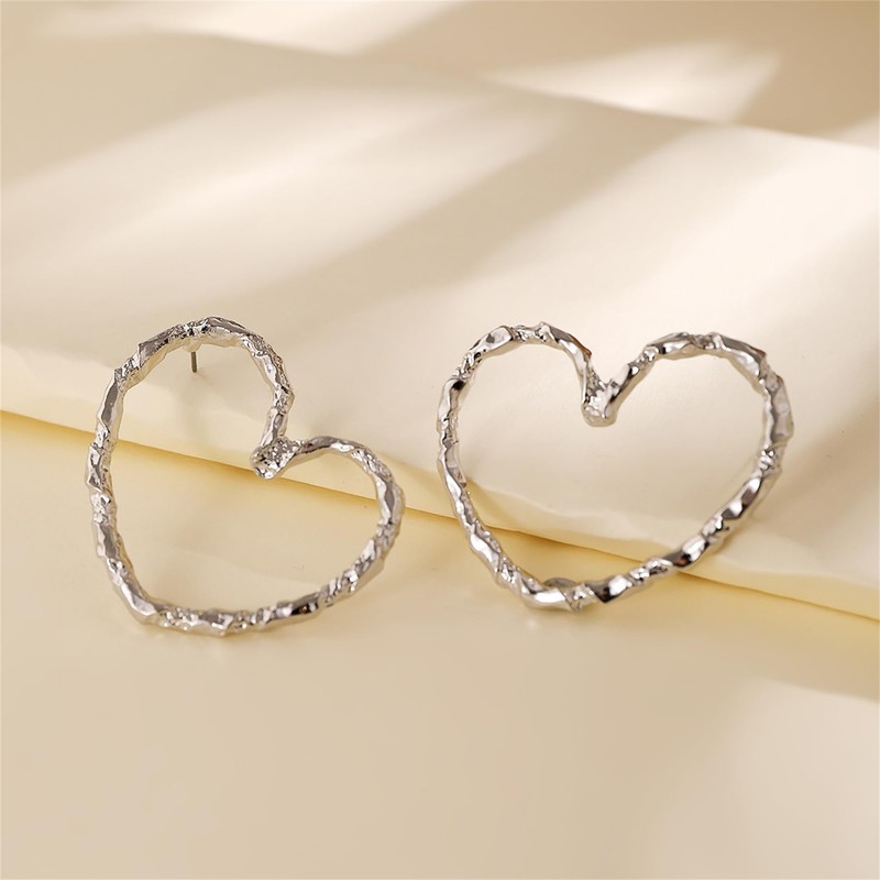 ALRNBY Gold Silver Heart Earrings for Women Dainty Heart Dangle