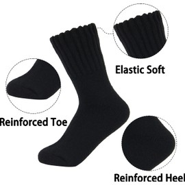 BomKinta Boot Socks for Women Winter Solid Thick Socks Soft Cozy Warm Socks Gifts for Women-Black Cream Cream -3 Pairs