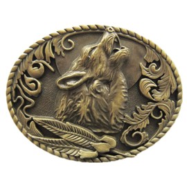 New Antique Bronze Plated Wolf Wildlife Belt Buckle Boucle de ceinture also Stock in CA