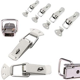 4 x Stainless Steel Tension Clasps, Ideal as a Box Closure, Folding Clasp, Various Sizes and Variants (55 mm, Lockable)