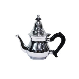 Moroccan Teapot Chrome-Plated Brass 200 ml with Strainer and Plastic Handle Oriental Jug Baran 0.2 L Silver Colour with Lid Various Sizes (200 ml)
