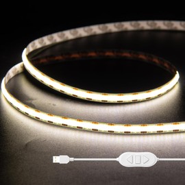 Gingsow USB COB LED Strip 5V Natural White 4000K 3.28ft/1M, Dimmable Density 320LEDs COB LED Light Strip Flexible Cuttable LED Strip for TV Backlight, Sewing Machine, Bedroom, Mirror