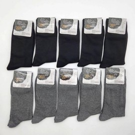Style Plus-138-Men's Plain Charcoal Long Dress Socks 5-Pair Pack - Black