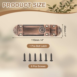 PATIKIL Barrel Bolt Latch, 4 Inch Slide Door Lock Zinc Alloy Gate Door Catch Bolt Latch for Bathroom Bedroom Barn Warehouse, Red Bronze