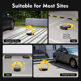 Yellow Parking Barrier, Automatic Remote Control Parking Lock, Foldable Barrier Auto Sensor Anti-Collision for Parking Lot Management of Residential Areas Shopping Centers Battery Not Included