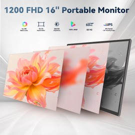 SIUT Laptop Screen Extender Monitor - Dual 16 inch IPS FHD 1200P Extended Monitors for 13"-17" Laptops Type-C/HDMI/USB-A Compatible with Windows Mac Travel Work