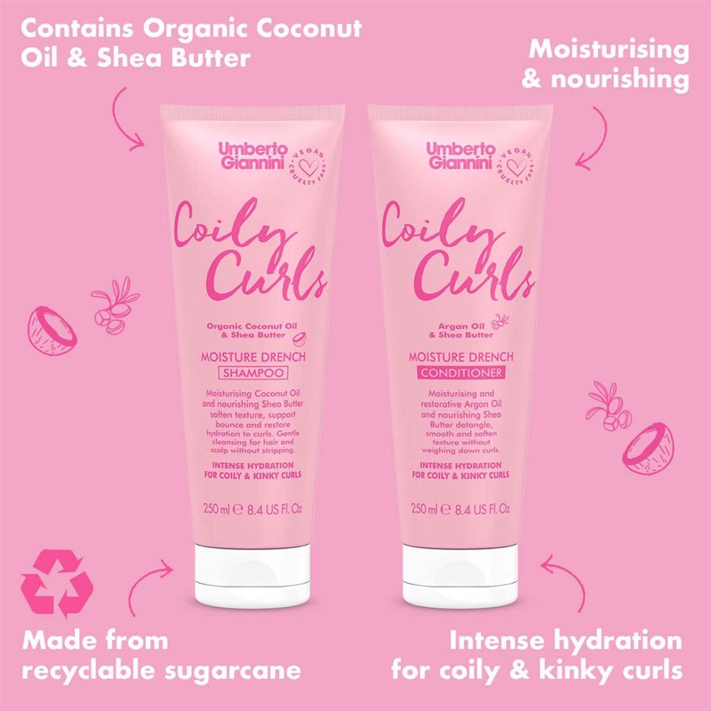 Umberto Giannini Coily Curls Shampoo & Conditioner Set - Vegan