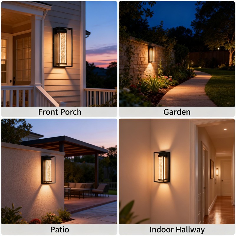 16 Inch Modern Outdoor Wall Sconce, Matte Black Waterproof Exterior