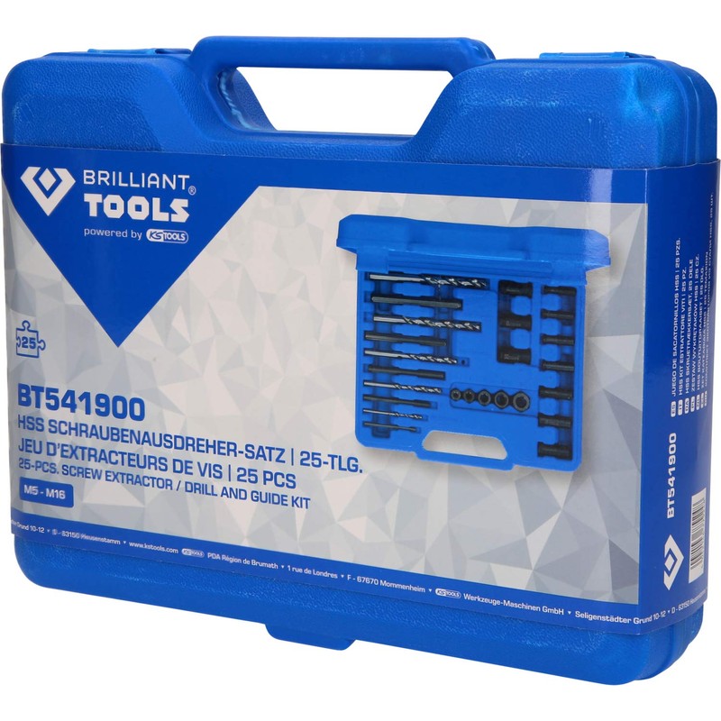 Brilliant Tools Screw Extractor Set Pieces, high speed steel, Blue/Black,