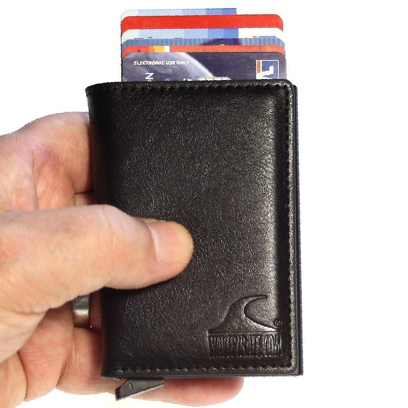 WAVEPIRATE® Stucco Black Wallet Slim Wallet with RFID Protection -