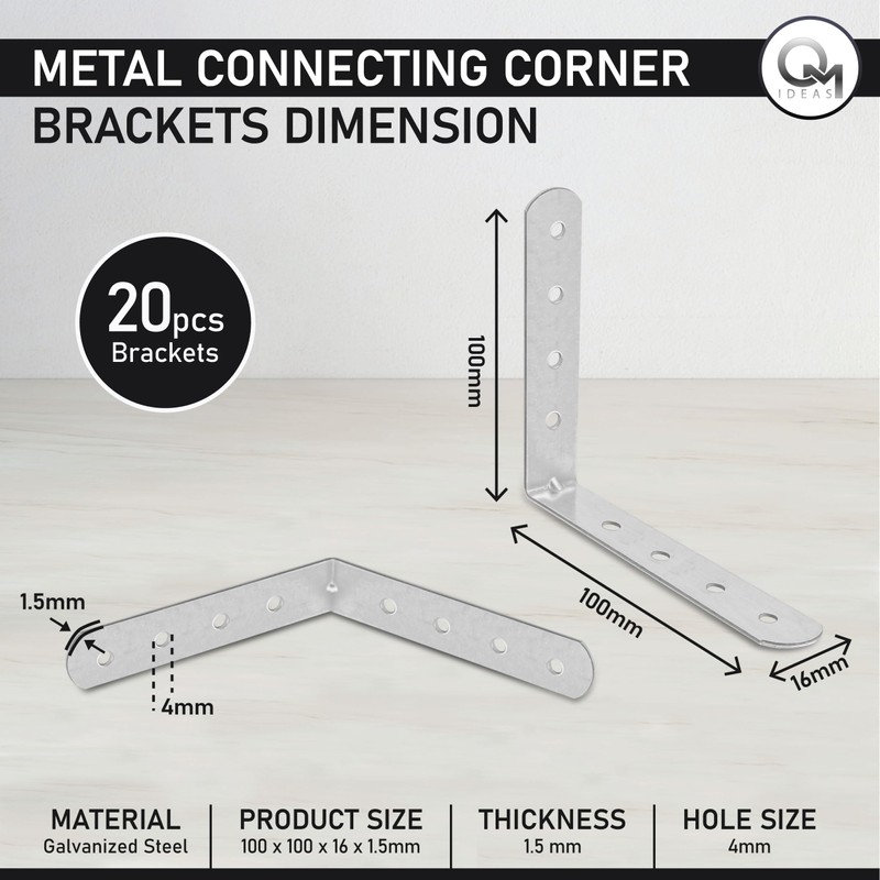 OMIDEAS 20 x Angle Bracket (100 x 100 x 16)