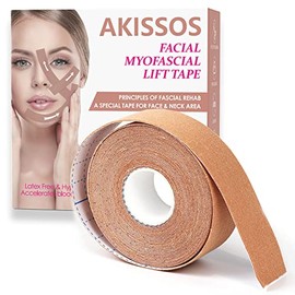 Akissos Cinta de elevación miofascial facial, cinta de elevación facial, cinturones de tonificación facial, parches antiarrugas, calcomanías...       