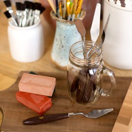 ToolTreaux Steel and Polished Wood Assorted Soft Medium Sculpting Painting Spatula Tools Set, 5pc