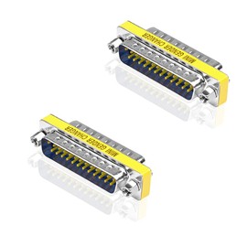 iYueMps 2 Pack DB25 Gender Changer DB25 Male to Male Coupler D-SUB 25Pin Connector RS232 25 Pin Data Transfer Port Adapter