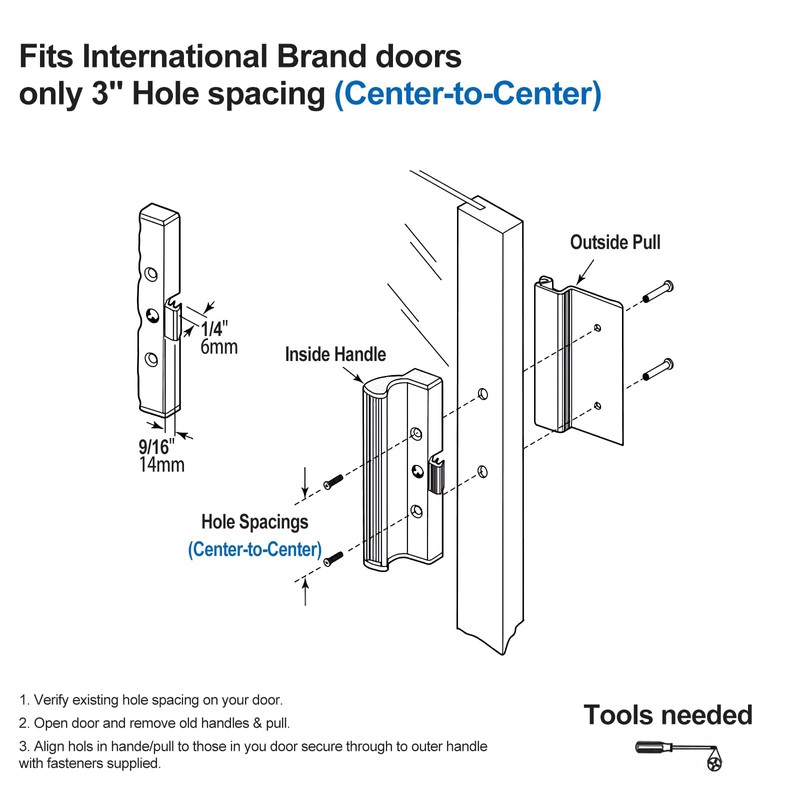 Baomain 3" Hole Spacing C-to-C Sliding Door Handle Set, Surface