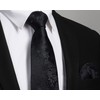 Enlision Black Ties for Men Floral Tie and Pocket Square