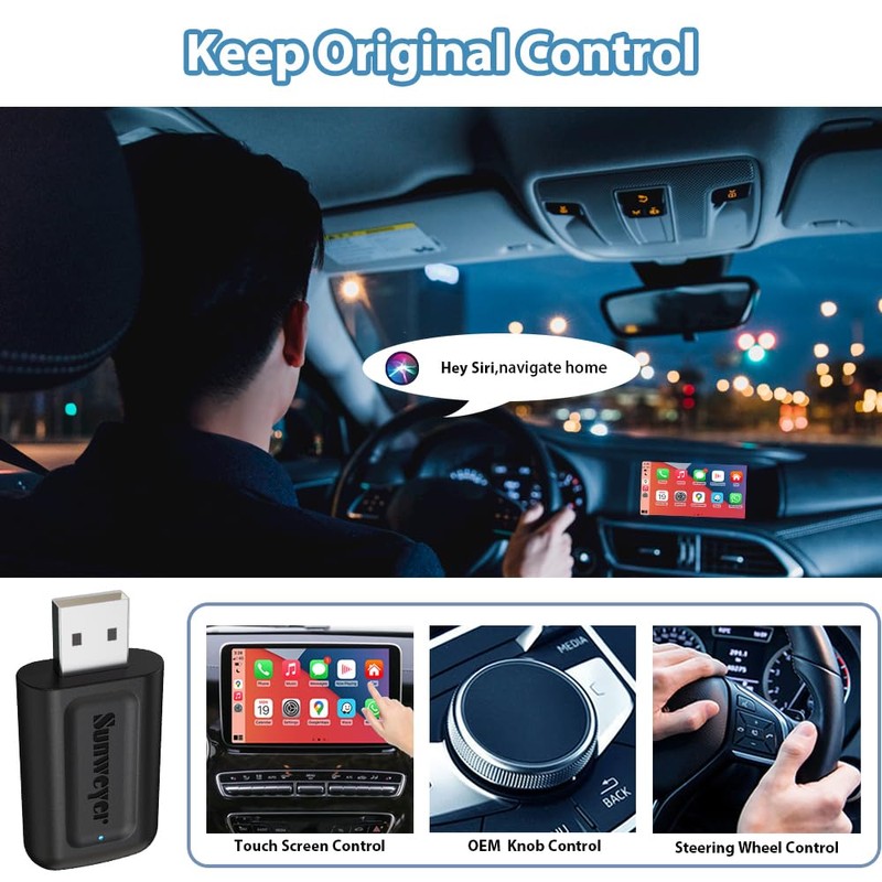 sunweyer 2024 neuester Wireless CarPlay & Android Auto Dongle 2